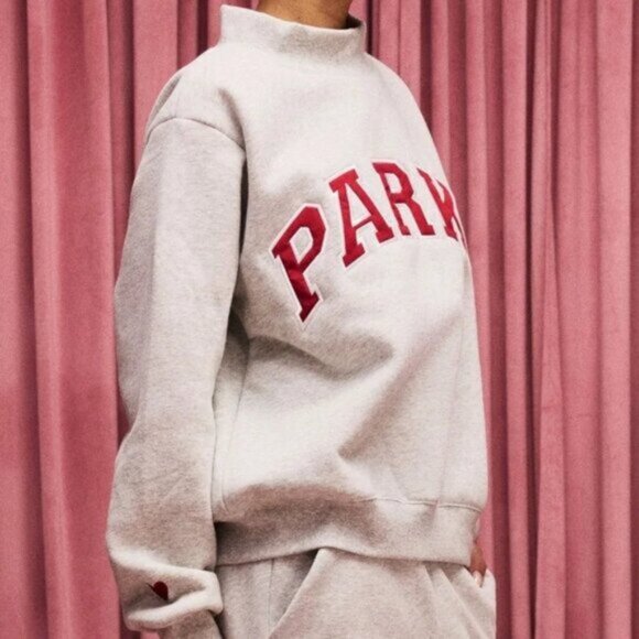 PARKE  Valentine's Varsity Mockneck (Grey + Crimson) - Picture 3 of 4